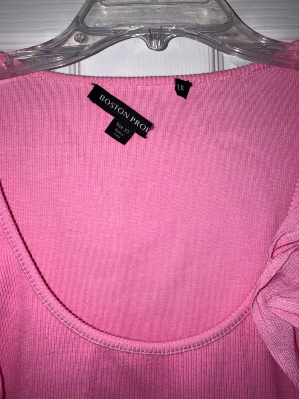 Boston Proper Light Pink Linen Ruffle Ribbed Top! - Picture 3 of 3